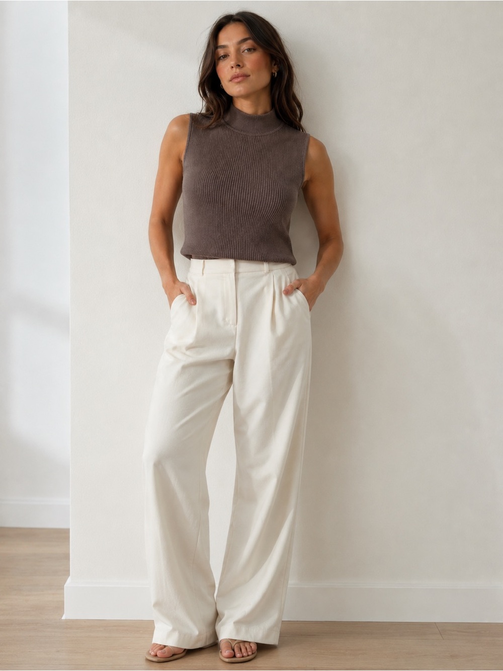 NWOT Aritzia Babaton Sculpt Knit Mock Neck Tank